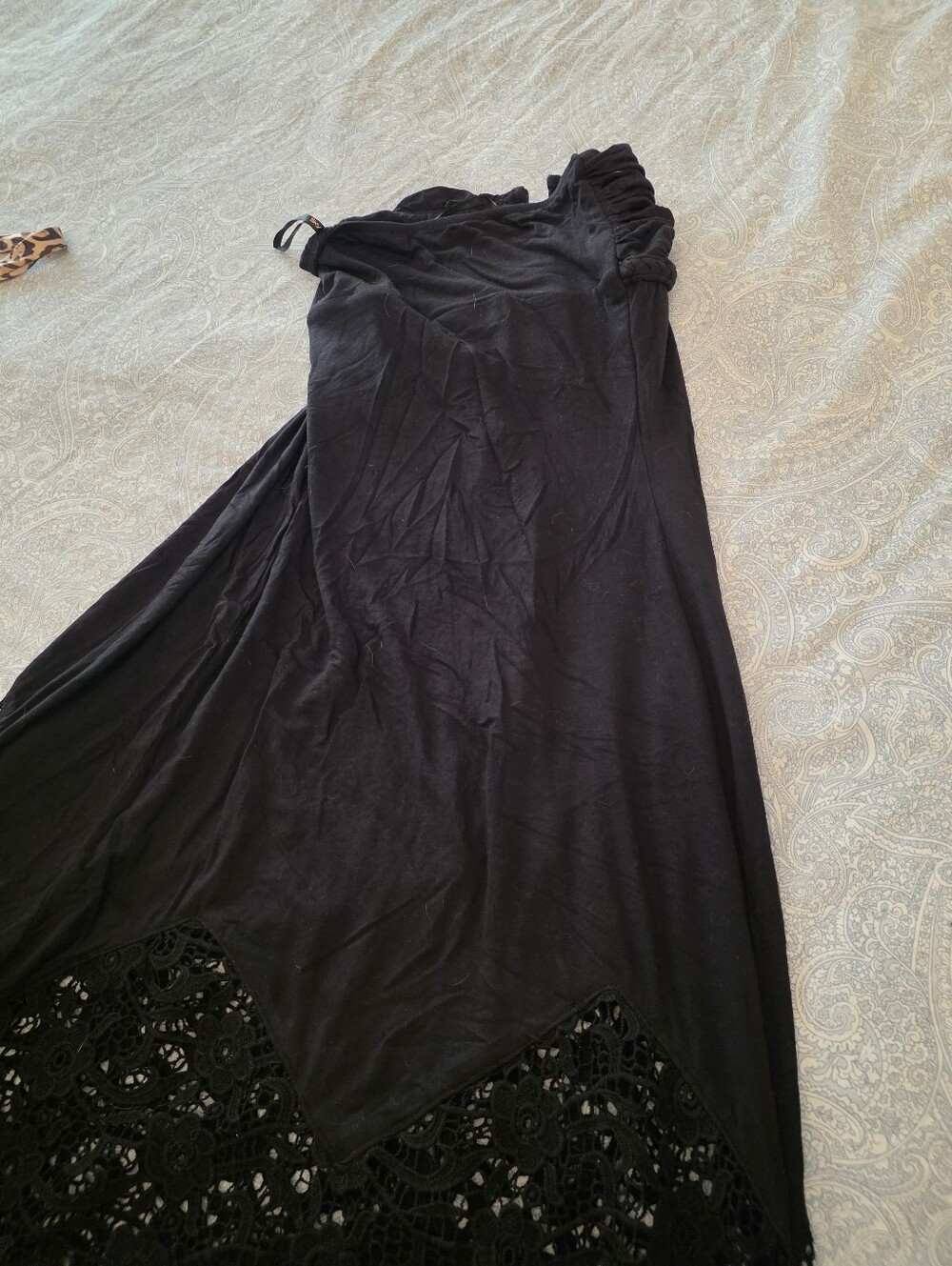 Black Maxi Dress with Crochet Hem